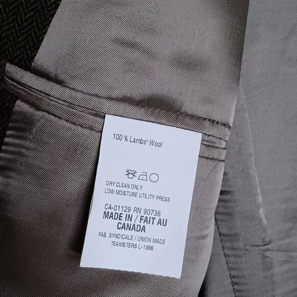 Ralph Lauren Lambs Wool Blazer Mens 42R Brown Single Breasted Made in Canada - Picture 11 of 12